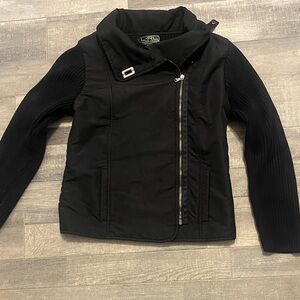 Lauren Ralph Lauren Black Asymmetrical Zip Utility Jacket